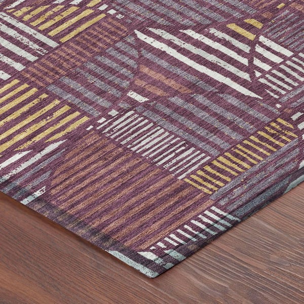 Chantille Machine Washable Indoor/Outdoor Abstract ACN2700 Eggplant 8 ft. x 10 ft. Area Rug