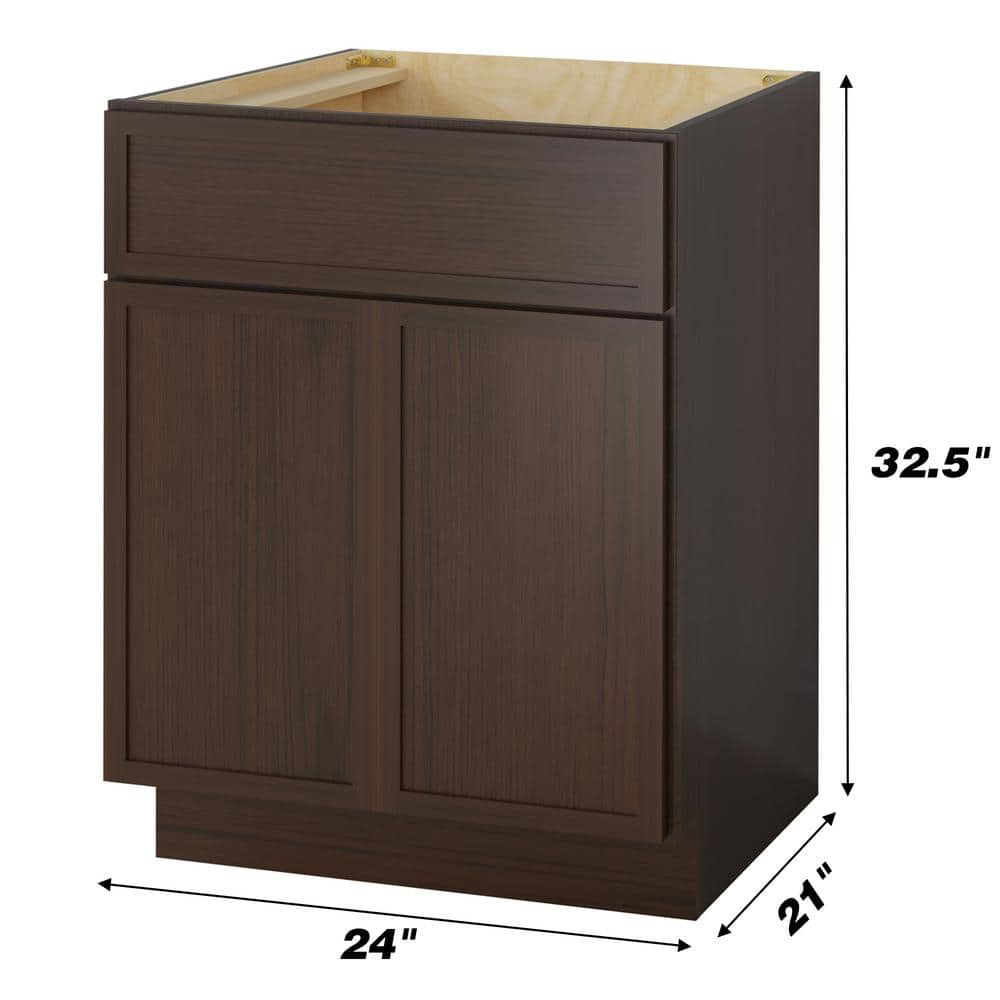 24" Brown Birch Plywood Freestanding Single Base Cabinet