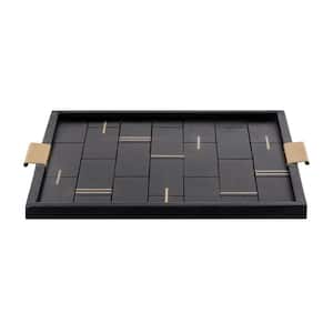 Evening Side 14 in. Black Wood Decorative Tray