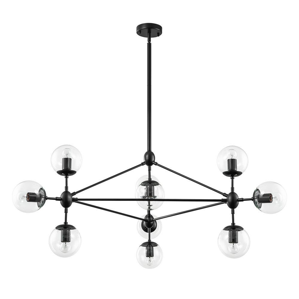 Black 10-Light Sputnik Chandelier with Glass Globe Shades