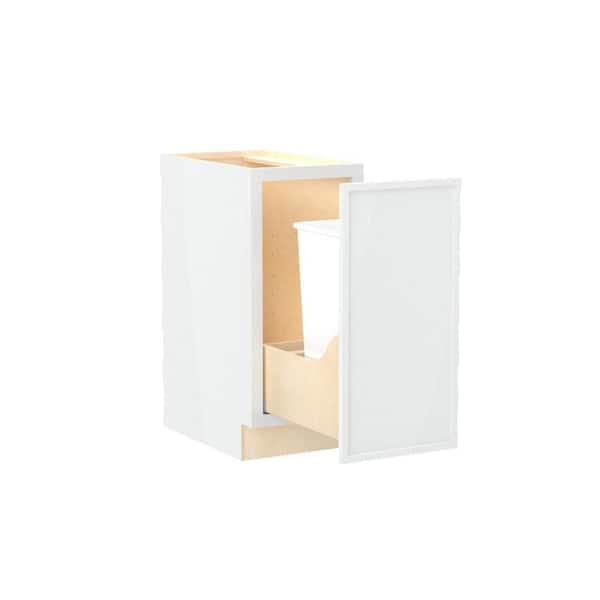 Franklin 15 in. W x 24 in. D x 34.5 in. H Assembled Plywood Trash Can Kitchen Cabinet in Vesper White with Soft Close