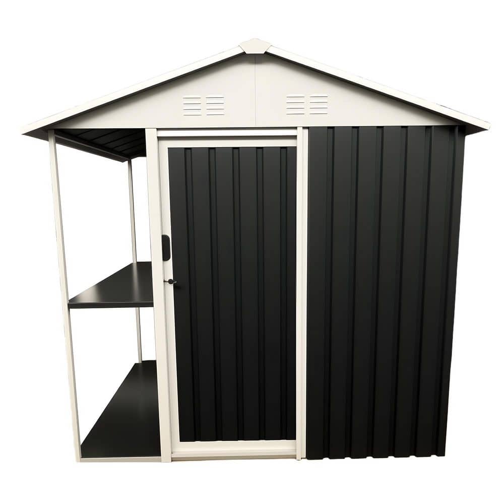 6 ft. W x 4 ft. D Grey Metal Outdoor Storage Shed with Storage Shelves for Lawn Backyard Patio Use(24 sq.ft) price history on PriceWatchPro