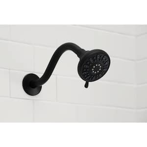 4-Spray Patterns with 1.8 GPM 3.5 in. Tub Wall Mount Single Fixed Shower Head in Matte Black