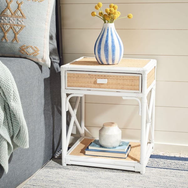 Bali White/Natural 1-Drawer Nightstand