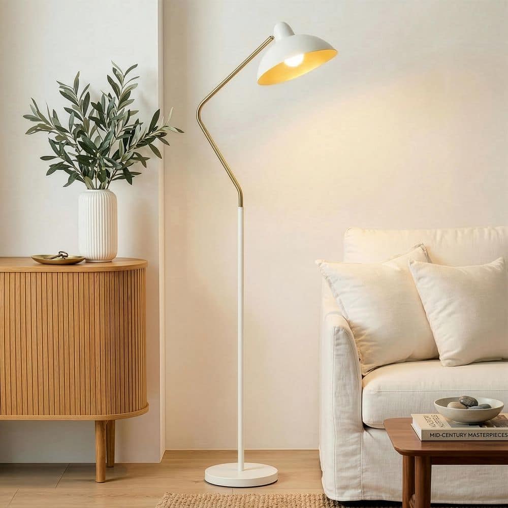 【最終値下】Cord floor lamp Brightech Swoop 68.11 in. LED Cream and Gold Midcentury Modern
