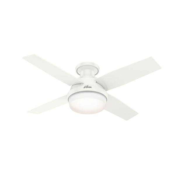 Hunter Dempsey 44 In Indoor Outdoor Fresh White Led Low Profile Ceiling Fan With Light Kit And Remote Control 50399 The Home Depot