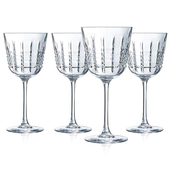 Modern 14 oz Stemmed Wine Glasses with Silver Angled Metallic