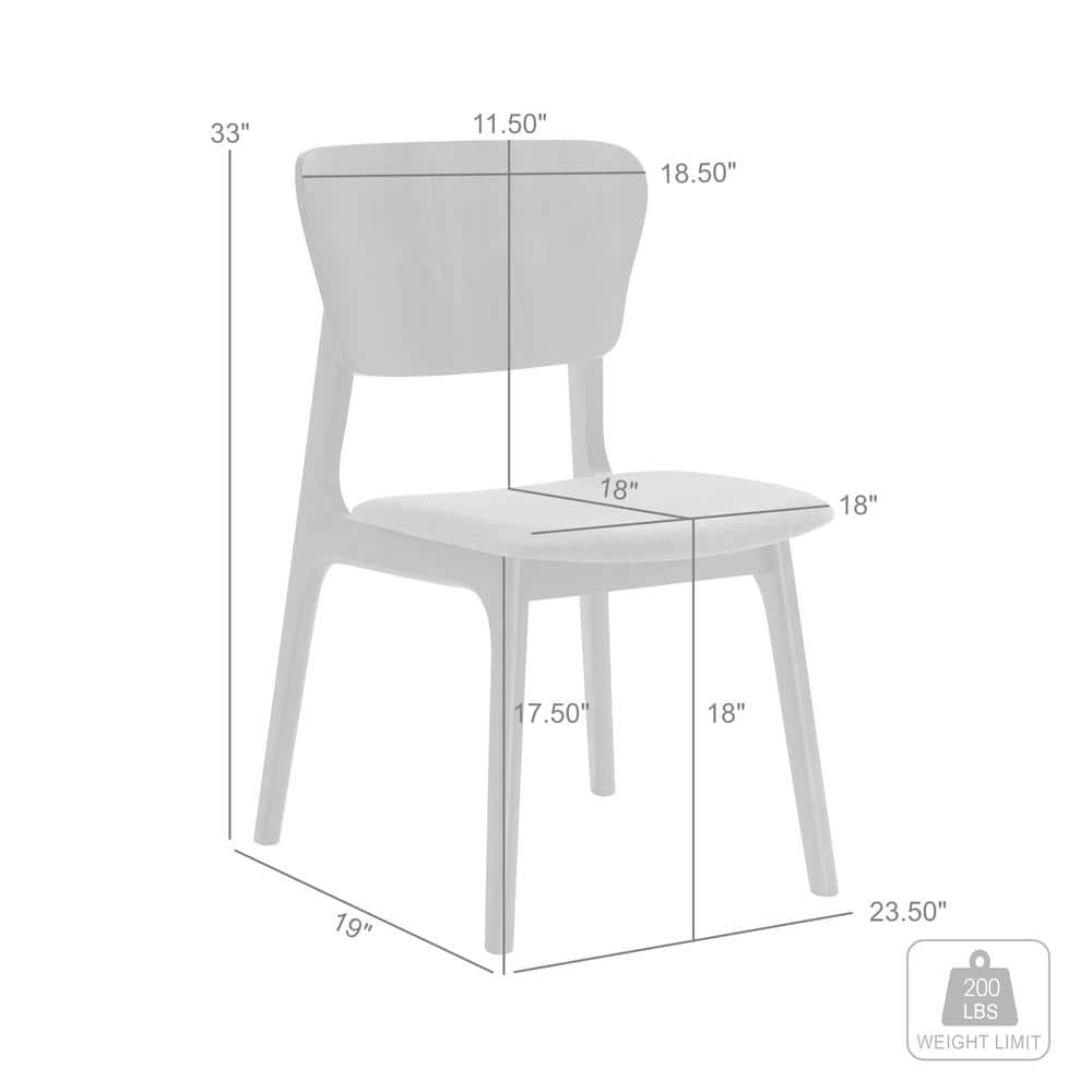 Kalia Charcoal Upholstered Walnut Wood Side Dining Chair Set of 2