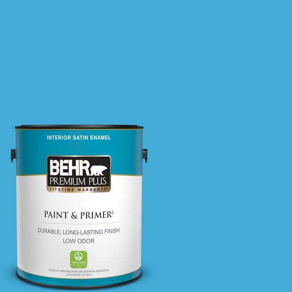 BEHR PREMIUM PLUS 1 gal. #550B-5 Windjammer Satin Enamel Low Odor Interior Paint & Primer