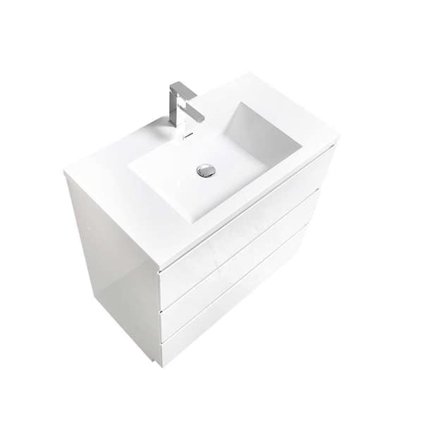 George William Cabinetry Deb 35.4 in. W x 19.5 in. D. x 34.2 in. H White Bathroom Furniture Set Bathroom Cabinet with Basin