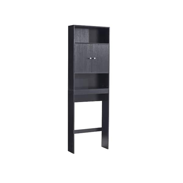 Tidoin 24.8 in. W x 76.77 in. H x 7.87 in. D Black Wood OvertheToilet