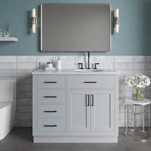 Hepburn 43 in. W x 22 in. D x 35.25 in. H Bath Vanity in Grey with Carrara Marble Vanity Top in White with White Basin