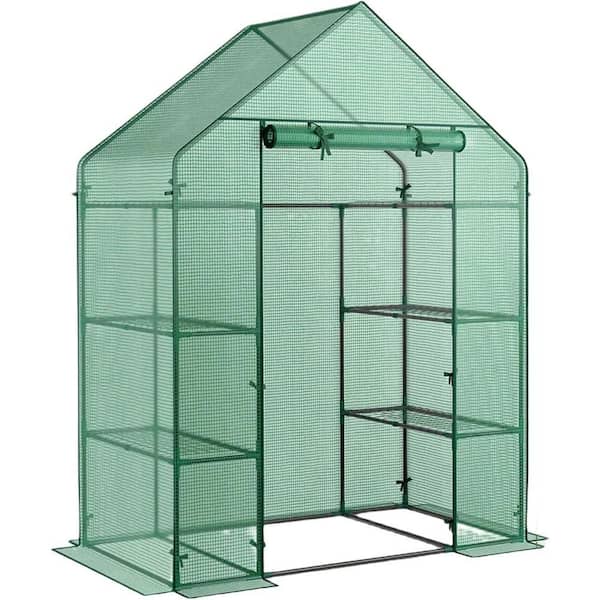 spca 55.5 x 29.3 x 80.7 in. Walk in Greenhouse, Durable PE Cover Green House Kit with Anchors and Ropes