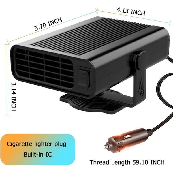 12 volt car fan heater for cigarette lighter socket N/A 12V 150W Electric Portable Car Heater and Defroster, Heats in 60s, 2-in-1 Heating/Cooling, Adjustable Wind, Black