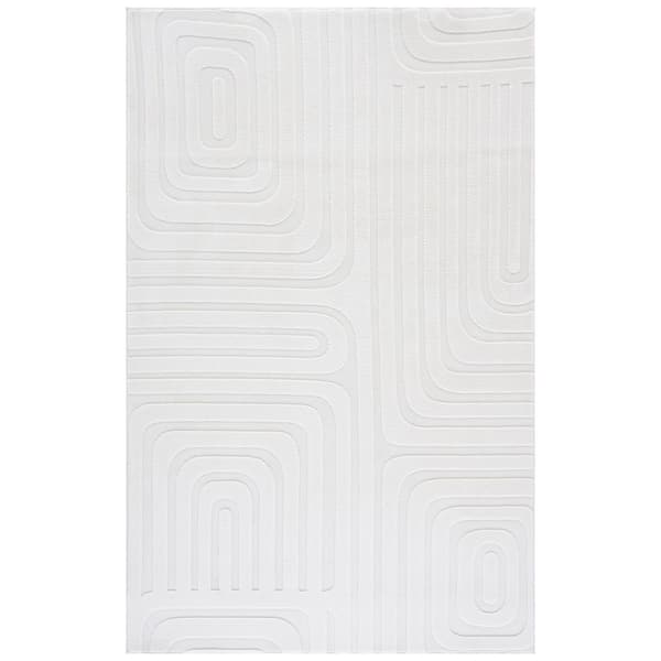 Versailles 8 ft. x 10 ft. Ivory Contentric Geometric Washable Area Rug
