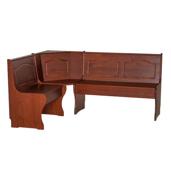 Linon Home Decor Zoe Walnut Nook Corner Unit with Storage 33.75 in. H x 67.25 in. W x 51.5 in. D