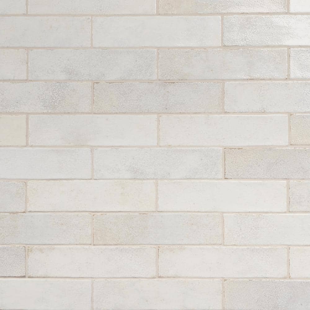 Mandalay White Polished Ceramic Subway Wall Tile 11.81 x 2.95 in