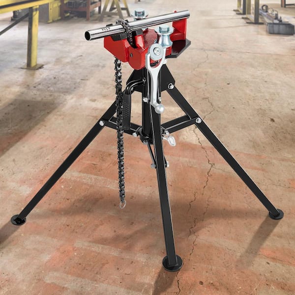 Tripod Pipe Chain Vise, 1/8 in.-5 in. Pipe Capacity 36. 4 in. Length Chain Vise Stand with Portable Folding Steel Legs