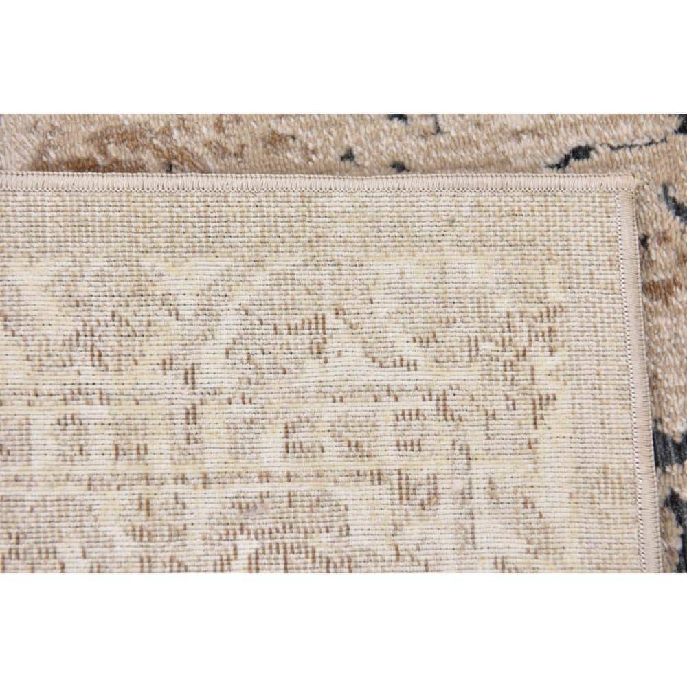 Beige and Light Brown Square Stain-Resistant Rug