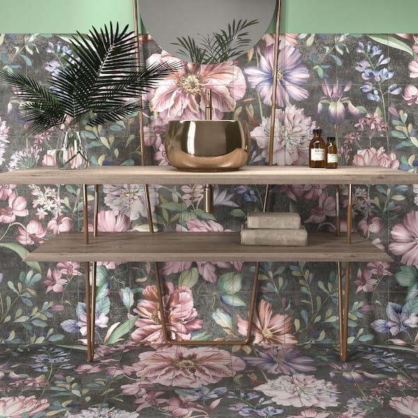 Ivy Hill Tile Angela Harris Native Garden Pink 7.87 in. x 0.33 in