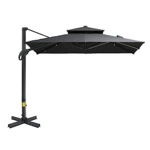 10 ft. Aluminum Cantilever Umbrellas in Gray with Crank and Tilt