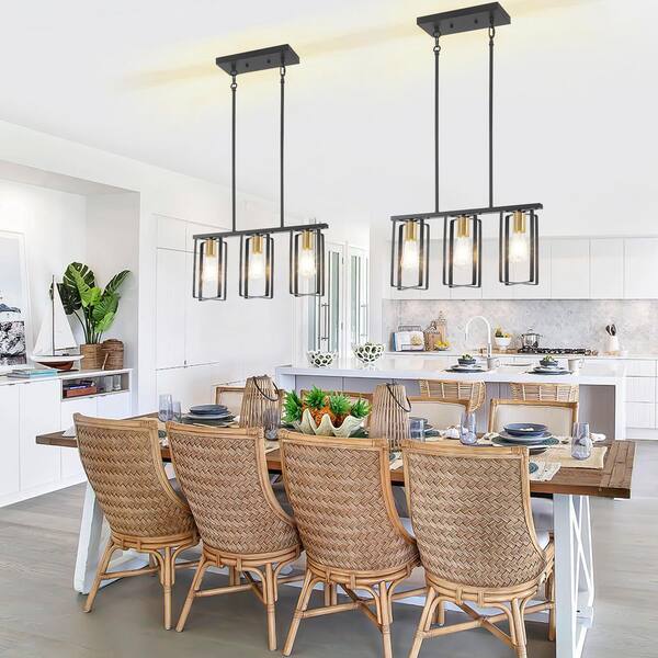 ZSMIHDOH 3-Light Modern Farmhouse Black Metal Kitchen Island