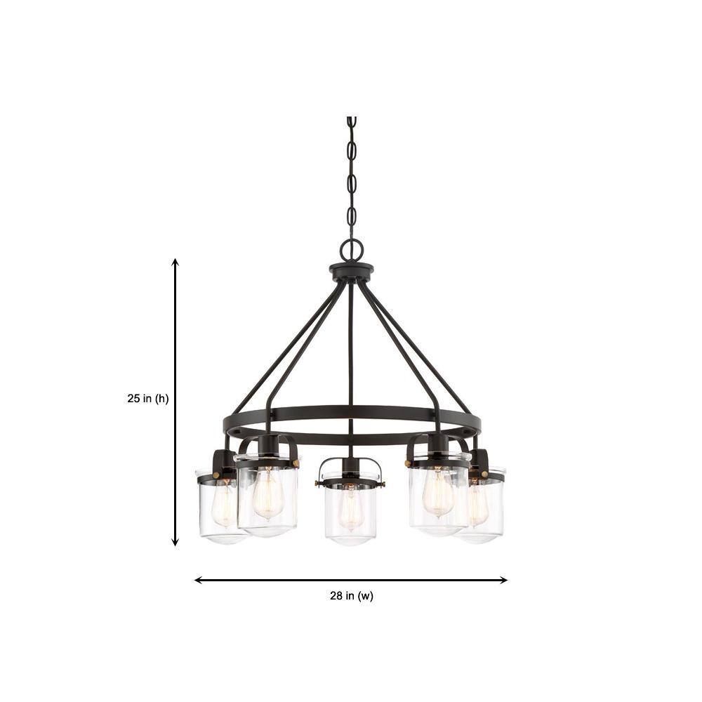 Jaxon 25" Bronze and Brass 5-Light Chandelier
