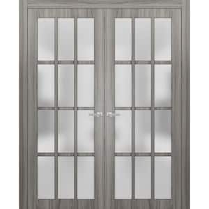 3312 36 in. x 80 in. Universal Handling Frosted Glass Solid Core Gray Finished Pine Wood Interior Door Slab