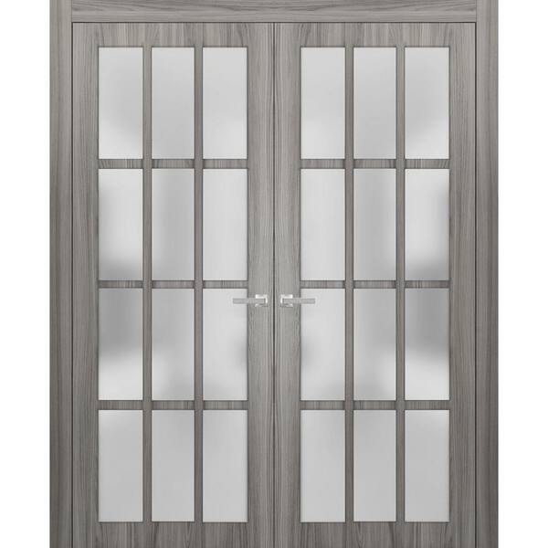 Sartodoors 3312 48 in. x 80 in. Universal Handling Frosted Glass Solid Core Gray Finished Pine Wood Interior Door Slab