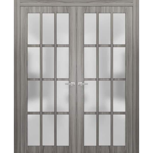 Sartodoors 3312 48 in. x 80 in. Universal Handling Frosted Glass Solid Core Gray Finished Pine Wood Interior Door Slab