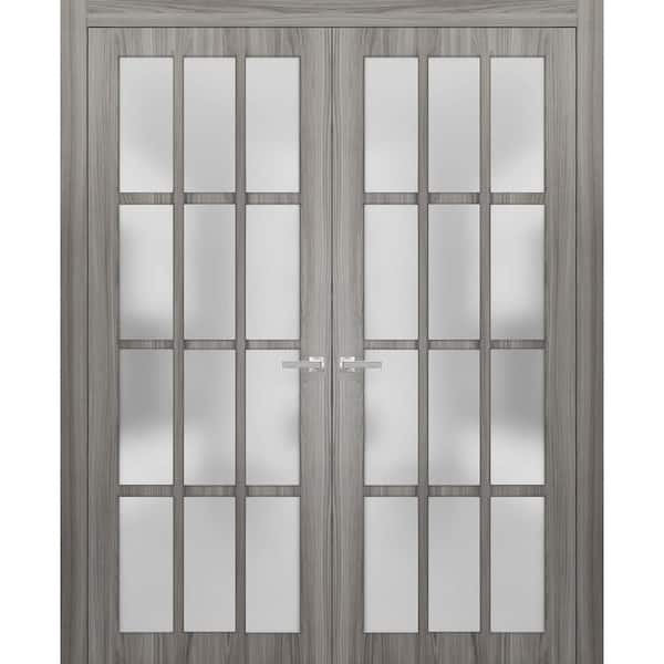 Sartodoors 3312 48 in. x 96 in. Universal Handling Frosted Glass Solid Core Gray Finished Pine Wood Interior Door Slab