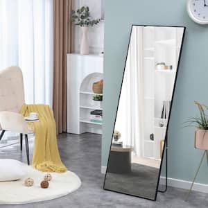 23 in. W x 65 in. H Rectangular Wooden Framed Freestanding/Wall Mounted Bathroom Vanity Mirror in Black