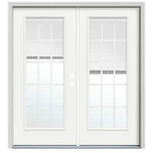 72 in. x 80 in. Right-Hand/Inswing Low-E 15 Lite Modern White Fiberglass Double Prehung French Patio Door w/BBG 72 in. x 80 in. Right-Hand/Inswing Low-E 15 Lite Modern White Fiberglass Double Prehung French Patio Door w/BBG