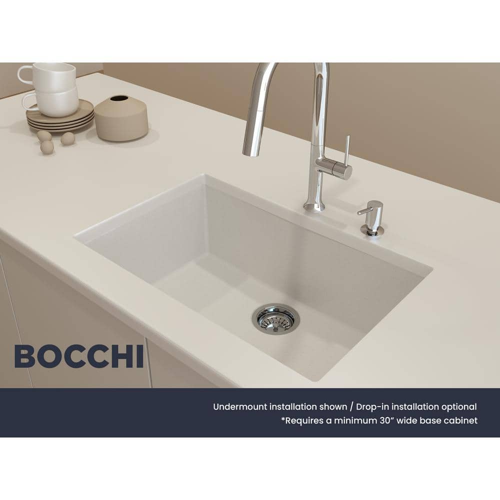 Milk White Granite Single Bowl Kitchen Sink, 27"