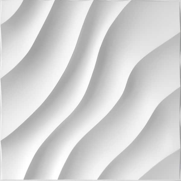 Dundee Deco Falkirk Ross 2/25 in. x 19.7 in. x 19.7 in. White PVC Stripes 3D Decorative Wall Panel 5-Pack