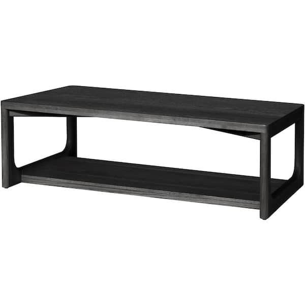 Livabliss Arnold 16 in. Black Rectangle Wood Coffee Table
