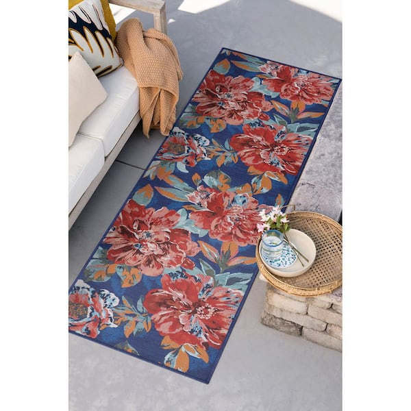 Stunning Multi-Color 2 ft. x 8 ft. Floral Indoor/Outdoor Runner Rug