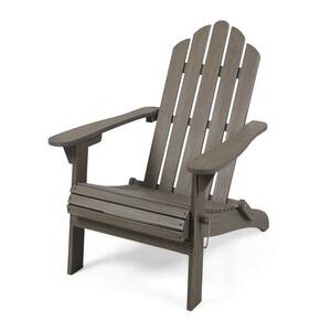 35.50 in. W Outdoor Solid Wood Adirondack Chair in Gray for Backyard Furniture With Foldable Function
