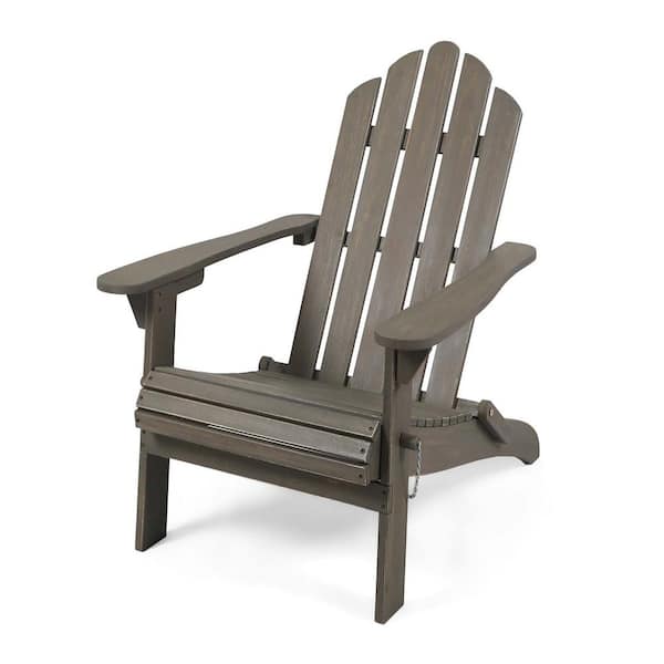 Tunearary 35.50 in. W Outdoor Solid Wood Adirondack Chair in Gray for ...