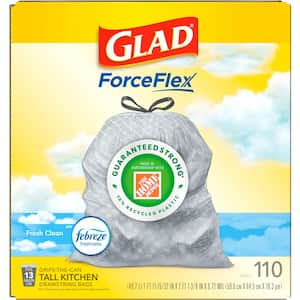 ForceFlex 13 Gal. Tall Kitchen Drawstring Fresh Clean Scent with Febreze Freshness Trash Bags (110-Count)