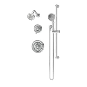 Braston Hydro Mersion Wall Mount Double Handle 7-Spray Dual Shower Trim Kit with Hand Spray in Polished Chrome 1.5 GPM