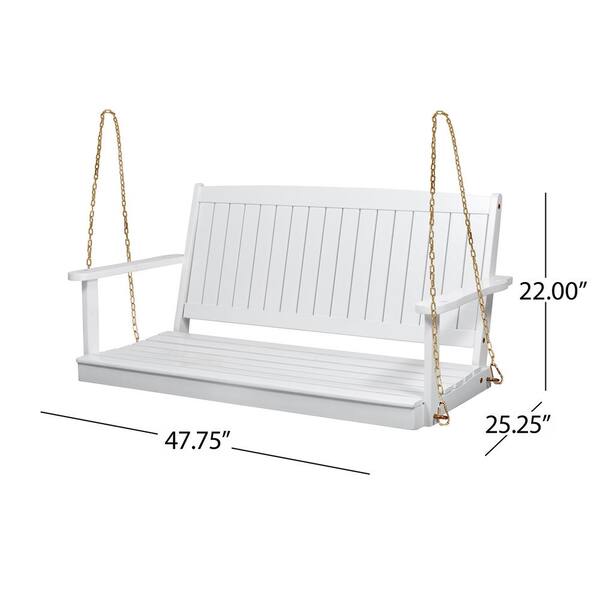 Itopfox 2 Person Seating Capacity White Acacia Wood Porch Swing for Outdoor and Garden Lawn