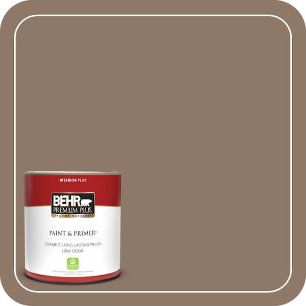 BEHR PREMIUM PLUS 1 qt. #PPU5-05 Coconut Shell Flat Low Odor Interior Paint & Primer
