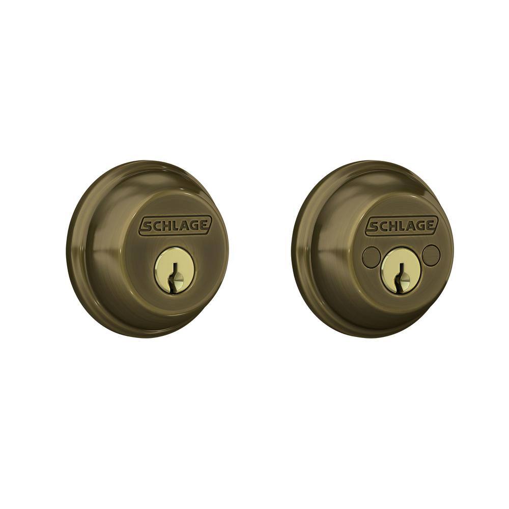 Schlage B62 Series Antique Brass Double Cylinder Deadbolt Certified ...