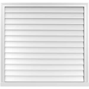 42 in. x 40 in. Vertical Surface Mount PVC Gable Vent: Decorative with Brickmould Sill Frame
