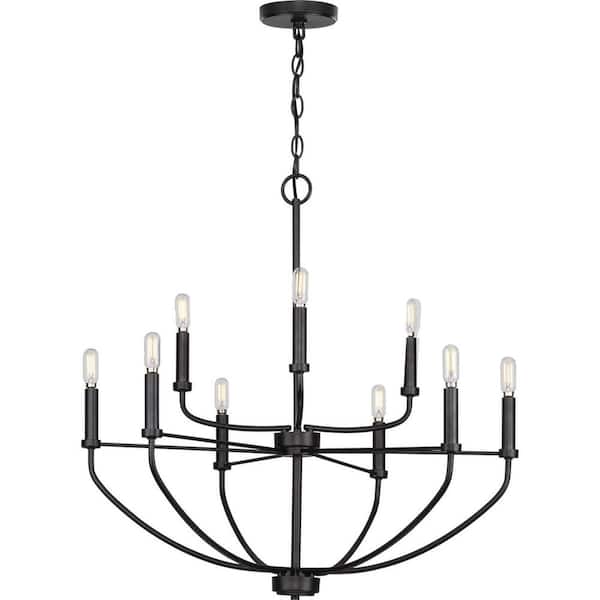 Leyden 9-Light Matte Black Farmhouse Chandelier Pendant Light