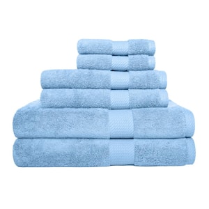 Cheswick 6-Piece Sky Blue Dobby Solid Cotton Bath Towel Set