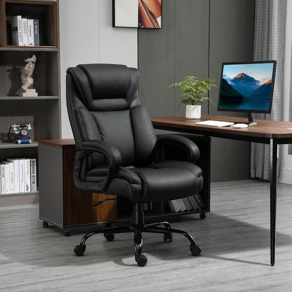 Black, Big and Tall Executive Office Chair 400 lbs. Computer Desk Chair with High Back PU Leather Ergonomic Upholstery