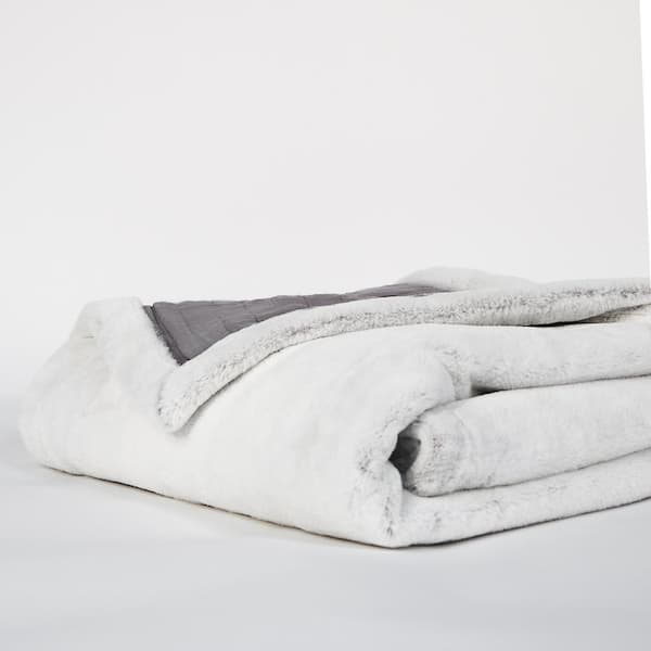 Grey faux discount fur throw matalan