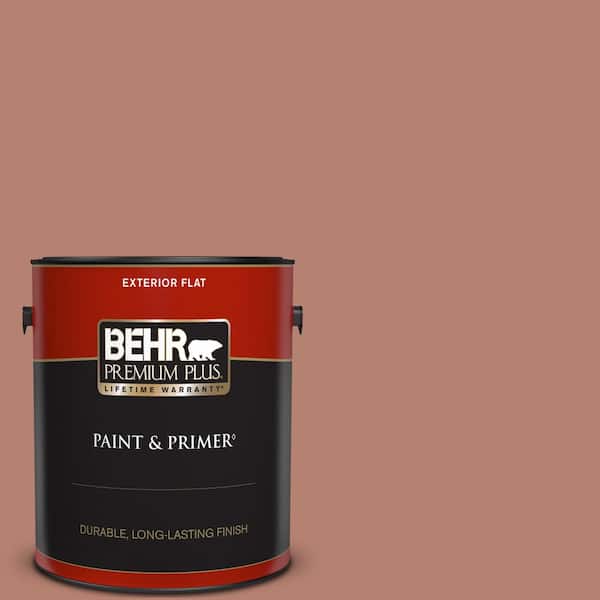 BEHR PREMIUM PLUS 1 gal. #S180-5 Auburn Glaze Flat Exterior Paint & Primer